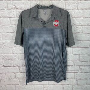 Ohio State Champion Blue Stripe Logo Polo Size Medium